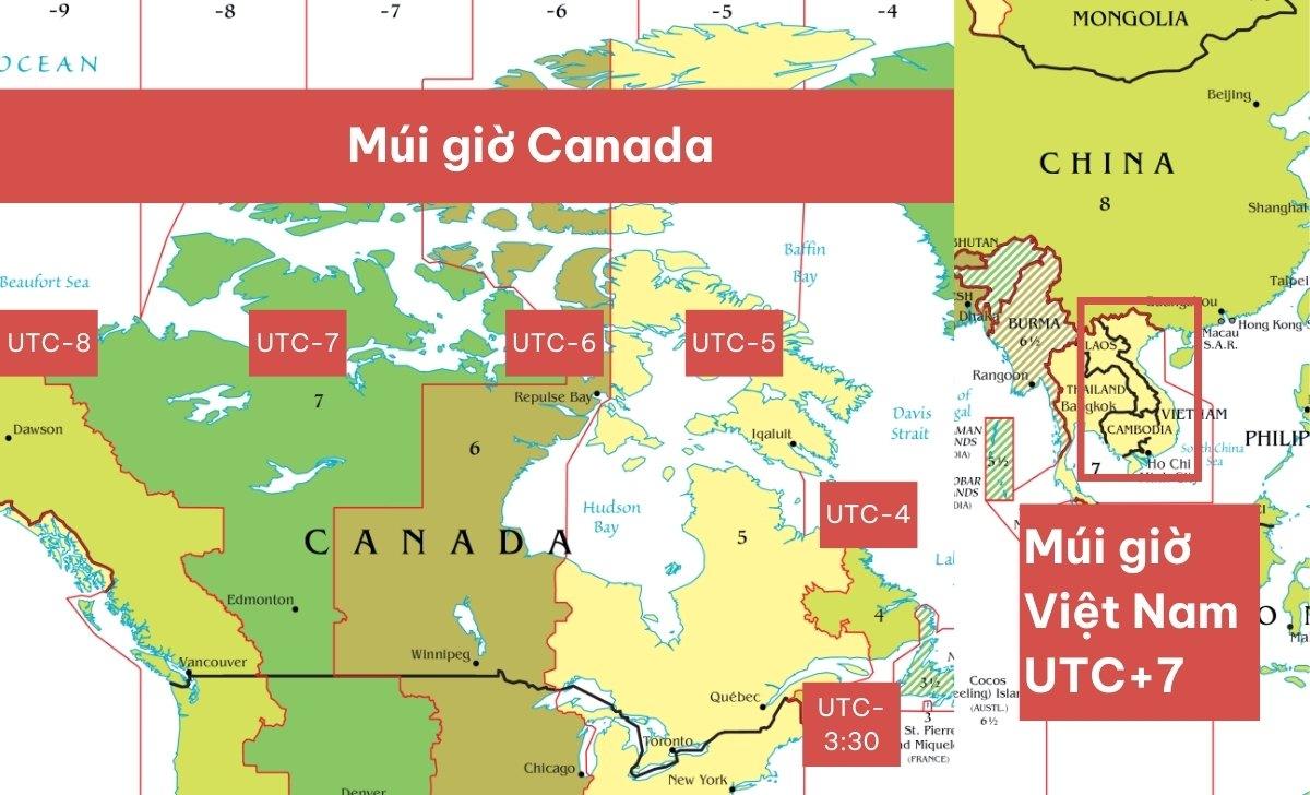 12 giờ trưa Việt Nam là mấy giờ ở Canada? Cách đổi múi giờ đồng hồ