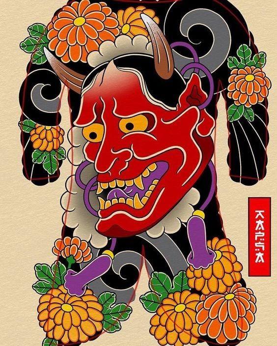 Khung hình xăm mặt quỷ kín lưng