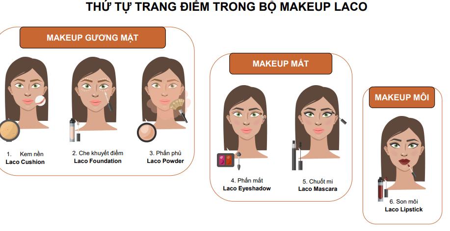 SET TRANG ĐIỂM MAKE UP LACO 7 MÓN HÓT NHẤT