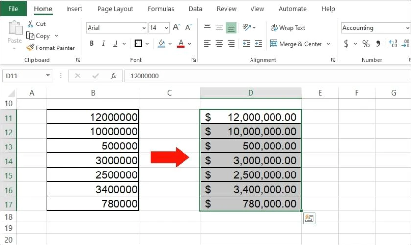 cách định dạng số trong excel