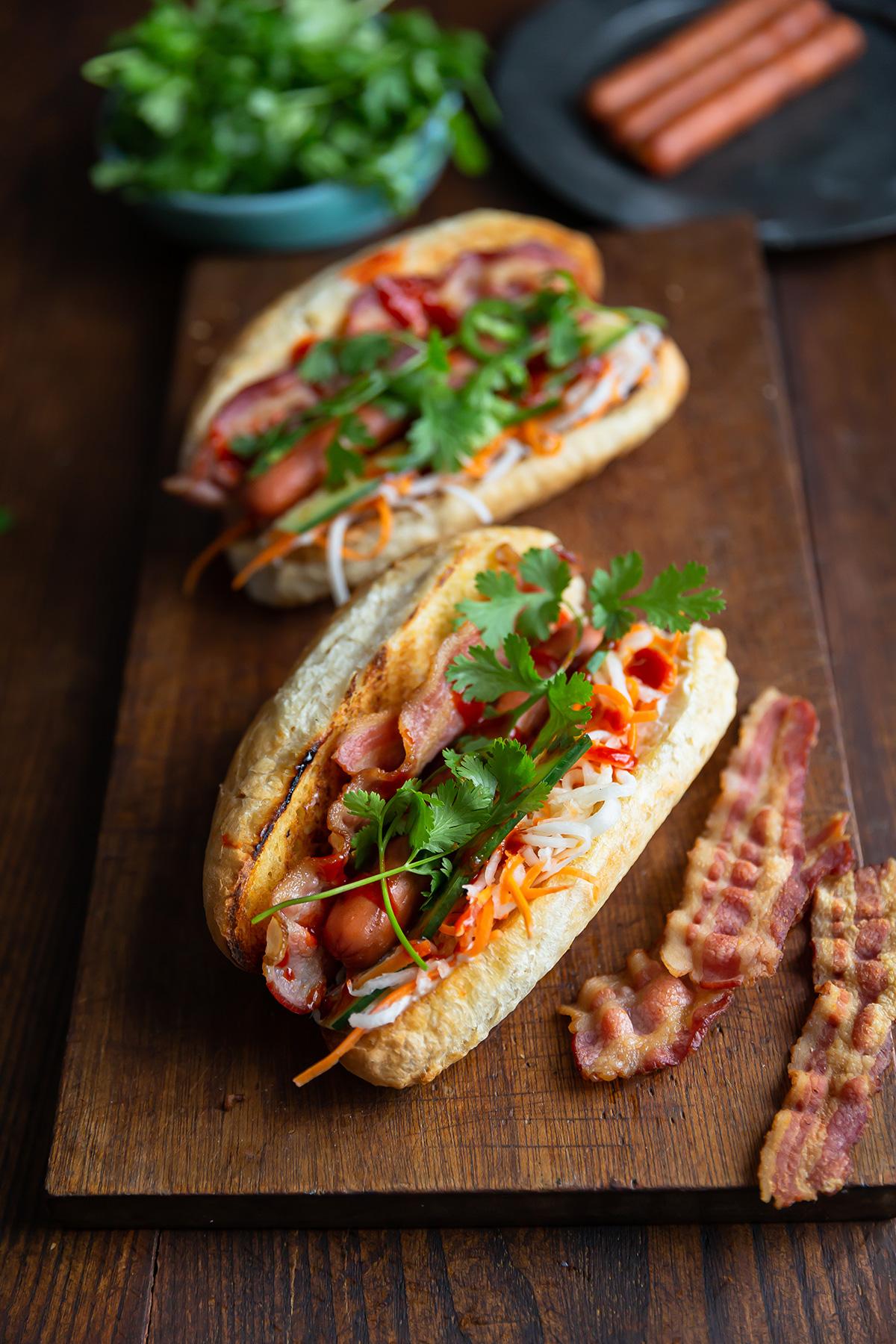 Vietnamese-inspired Banh Mi Hot Dogs