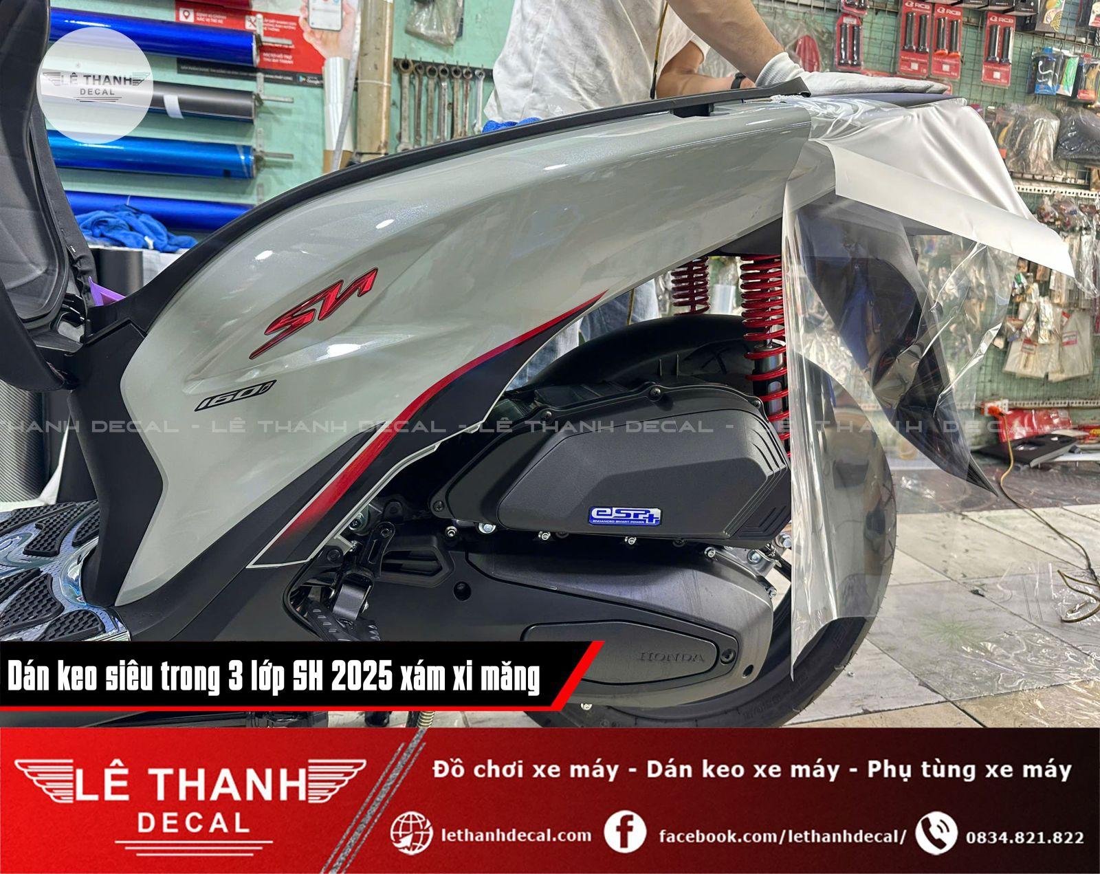 Dán keo siêu trong 3 lớp Honda SH 2025 xám xi măng