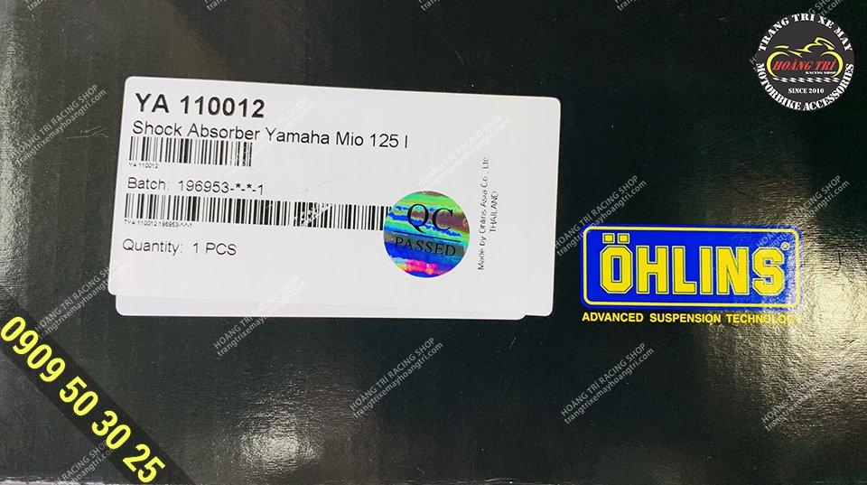 Phuộc Ohlins bình dầu dưới Mio 125 YA110012 chính hãng Thái Lan