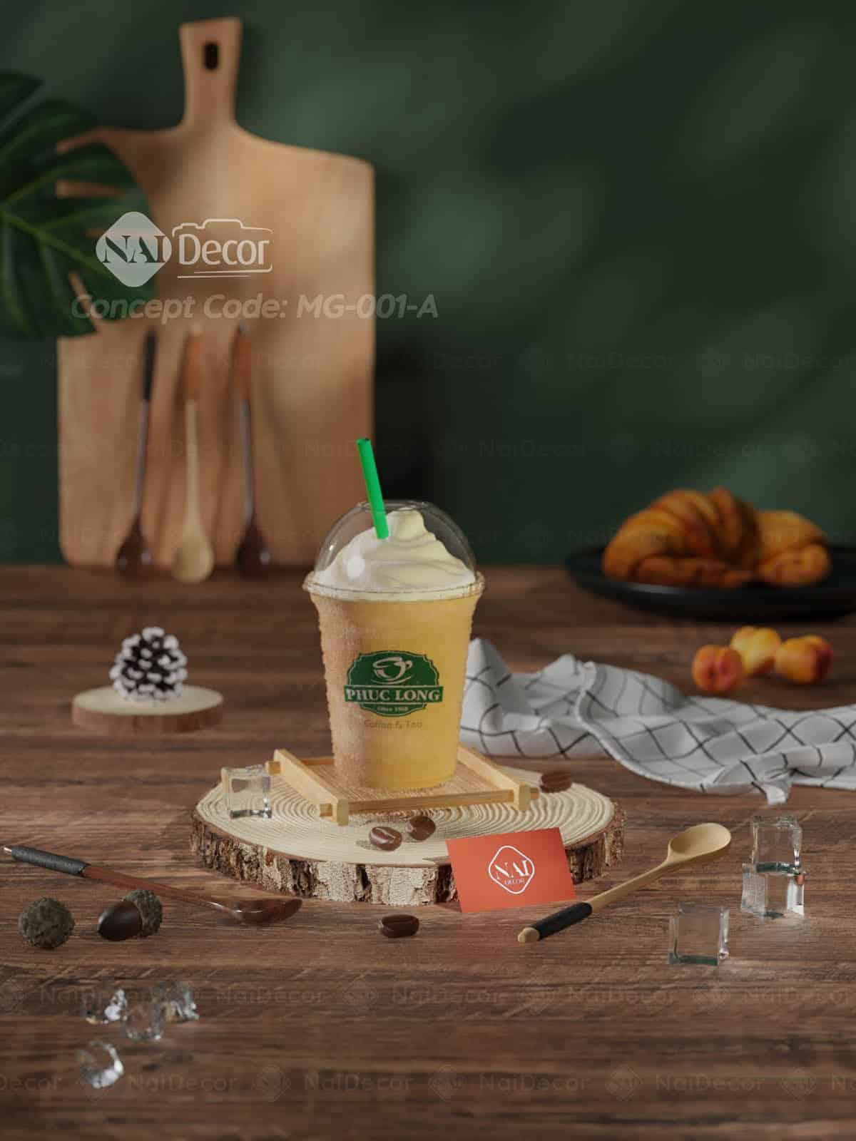 [Set Chụp Ảnh] Chụp Cà phê kem tươi với Nền gỗ, nền giấy, thớt gỗ,… (MG-001-A)